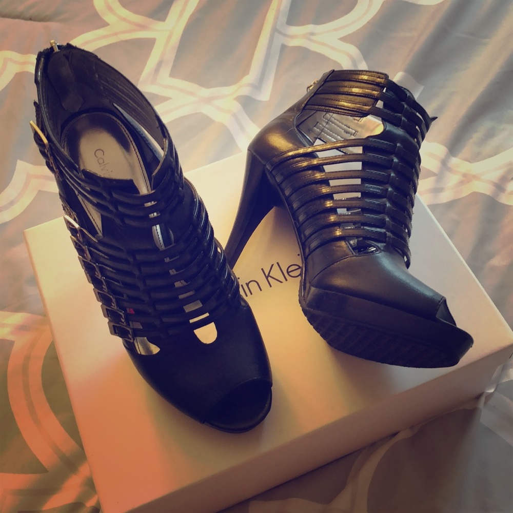 Calvin Klein Black Gladiator Heels